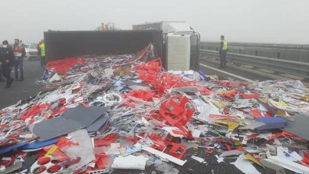 Kuzey Marmara Otoyolu'nda feci kaza! Uzun araç kuyrukları oluştu