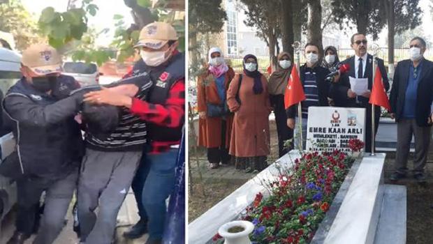 Şehit mezarına çirkin saldırı! 1 kişi gözaltına alındı