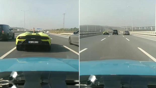 İstanbul'da otoyolu kapatıp diğer araçlara makas attılar