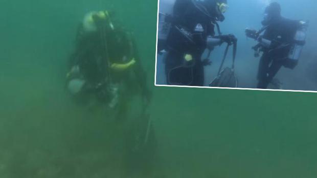 Kaçak avcılar Boğaz'da avladıkları 2 ton midyeyi deniz dibine saklamış