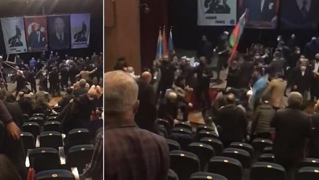 Emniyet: Türkeş'i anma etkinliğine katılımcı gibi gelenlerle düzenleyenler arasında arbede çıktı