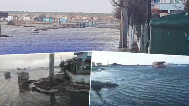 Enez'de deniz taştı, yollar kapandı! Belediyeden uyarı