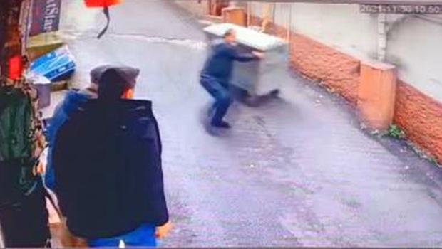 Zonguldak'ta şiddetli rüzgarda sürüklenen konteynırı böyle tuttular