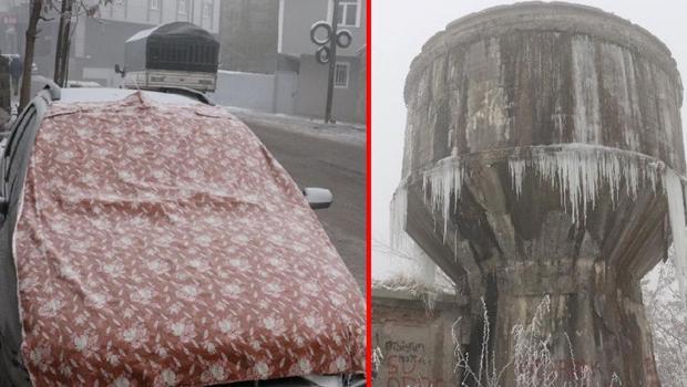 Ağrı buz kesti! Depolar dondu, ağaç ve çatılarda sarkıtlar oluştu