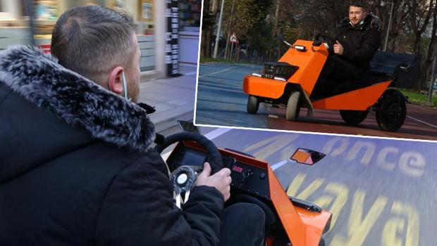 İlgi odağı olan araç! Hurda malzemeleri kullanarak yaptı: 2 TL’ye 50 kilometre yol gidiyor
