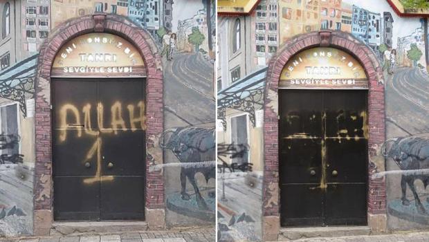 Kadıköy'de kilise kapısına yazı yazan şüpheli serbest bırakıldı