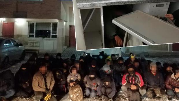 Van'da çamaşır makinesinin arkasına saklanan göçmen yakalandı
