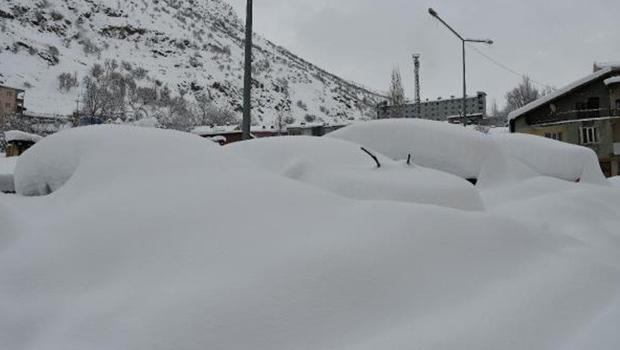 Beytüşşebap’ta evler ve araçlar kar altında kayboldu