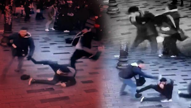 İstiklal Caddesi'nde dehşet! Turisti tekmeleyip başında şişe parçaladılar