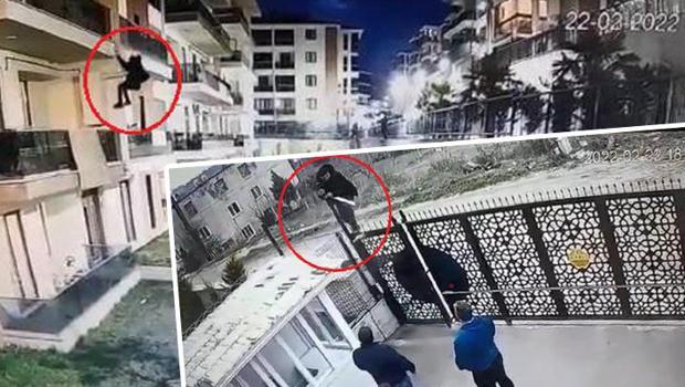 Elinde palayla siteye girdi! 4'üncü kattan yağmur tahliye borusuna tutunarak indi