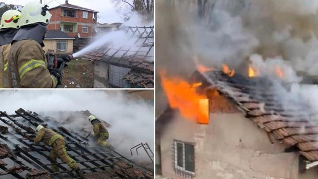 Sultanbeyli'de gecekondu alev alev yandı