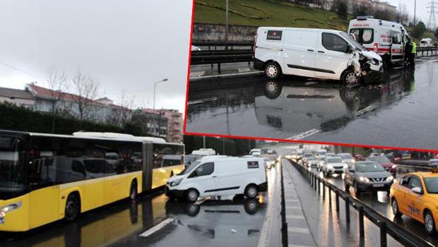 Okmeydanı-TEM Bağlantı yolunda trafiği kilitleyen kaza