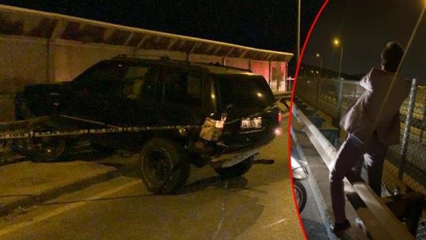 Beykoz'da dehşete düşüren olay! Önce aracını defalarca bariyerlere çarptı, sonra boşluğa atladı