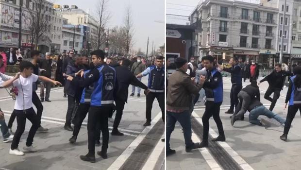Fatih’te zabıta ve seyyar satıcılar birbirine girdi