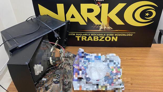 Trabzon'dan televizyondan 300 bin liralık uyuşturucu çıktı