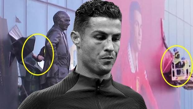 Old Trafford'daki Ronaldo görseli kaldırıldı! Sebebi röportaj mı? Gerçek ortaya çıktı...