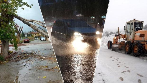 Antalya'yı fırtına, kar ve sağanak vurdu! Yolları kar kapattı, ağaçlar devrildi