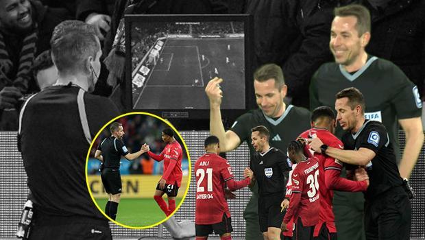 Bayer Leverkusen - Bayern Münih maçında ilginç anlar! Hakem Tobias Stieler ve Amine Adli arasında yaşananlar olay oldu... İki kez kartını iptal etti ve gülüştüler...