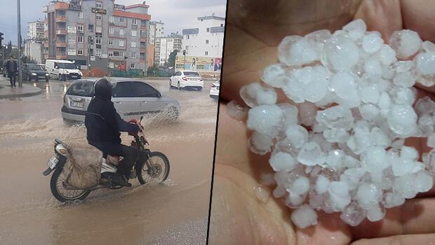 Osmaniye'de şiddetli yağmur ve dolu etkili oldu