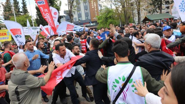 Gaziantep'teki kutlamalarda Memleket Partililer ile CHP'liler arasında kavga