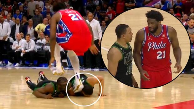 NBA'de korkunç olay! Joel Embiid, Grant Williams'ın kafasına bastı