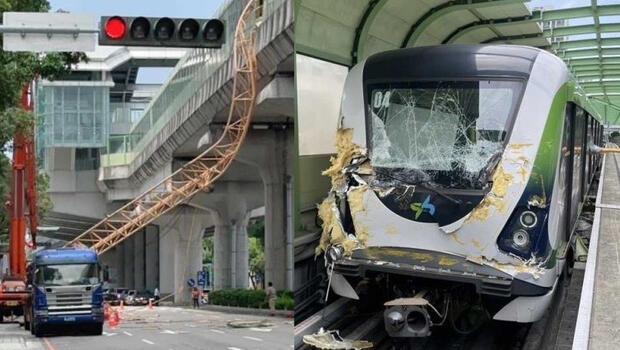 Tayvan'da inşaat vinci metronun üzerine düştü: 1 ölü, 8 yaralı