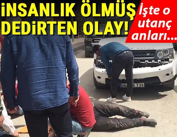 Iğdırda pes dedirten görüntü Yerde kıvranırken aracının tamponuyla ilgilendi