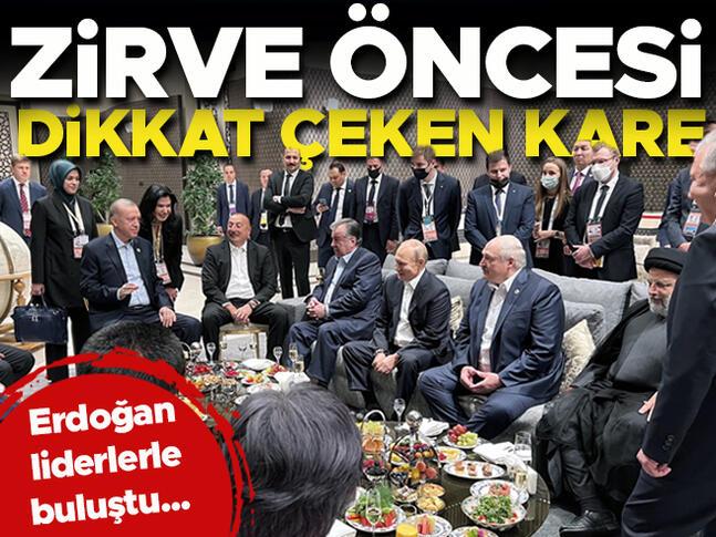 Cumhurbaşkanı Erdoğan liderlerle buluştu Zirve öncesi dikkat çeken kare