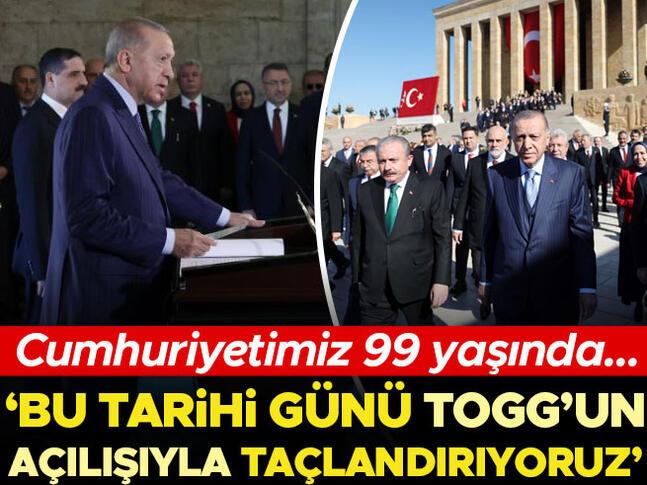 Cumhuriyetimiz 99 yaşında...  Erdoğan: Bu tarihi günü TOGGun açılışıyla taçlandırıyoruz