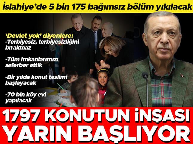 Cumhurbaşkanı Erdoğan ve Bahçeli deprem bölgesinde... Erdoğan: 1797 konutun inşası hemen yarın başlıyor