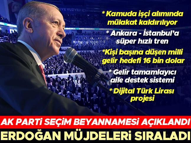 AK Partinin seçim beyannamesi açıklandı... Cumhurbaşkanı Erdoğan müjdeleri sıraladı