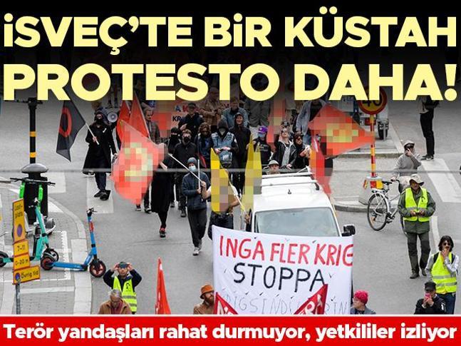 İsveçte bir küstah protesto daha Terör yandaşları rahat durmuyor, yetkililer izliyor