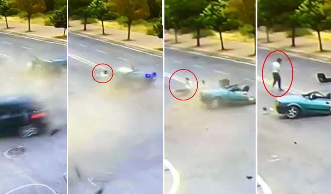 Antalya'dan inanılmaz olay! Araç ikiye bölündü, yürüyüp gitti...