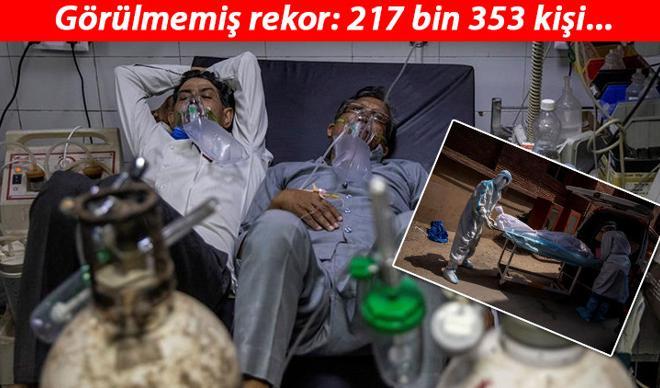 Bir yatakta iki hasta! Hindistan'da günlük vaka sayısı 217 bini aştı Bir yatakta iki hasta! Hindistan'da günlük vaka sayısı 217 bini aştı