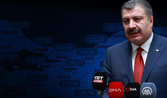 Bakan Koca vaka haritasını paylaştı! Büyükşehirlerde dikkat çeken fark... Bakan Koca vaka haritasını paylaştı! Büyükşehirlerde dikkat çeken fark...