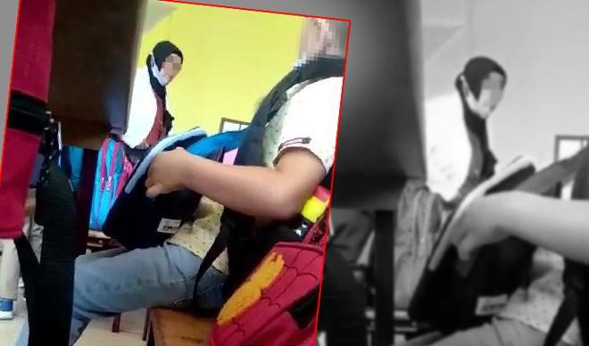 Okulda skandal görüntüler! Minik öğrenci gözyaşları içinde kaldı Okulda skandal görüntüler! Minik öğrenci gözyaşları içinde kaldı