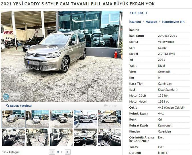 Fırsatçılar şimdi de Volkswagen Caddy’i seçtiler 38 bin lira fazlasını istiyorlar…