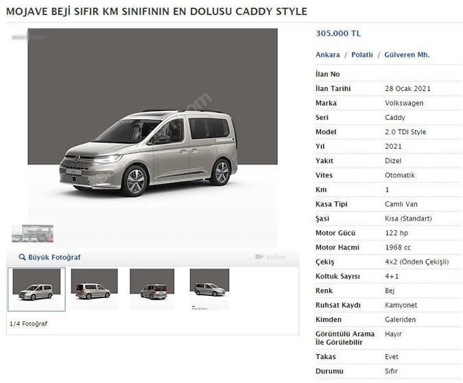 Fırsatçılar şimdi de Volkswagen Caddy’i seçtiler 38 bin lira fazlasını istiyorlar…