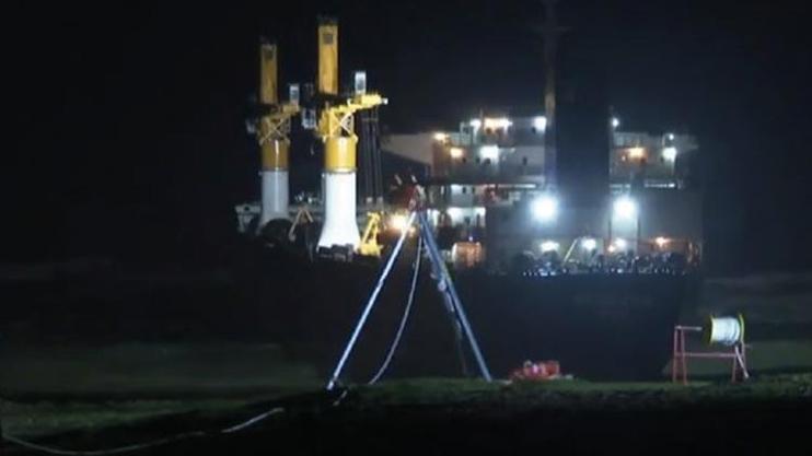 Cargo ship comes ashore in Istanbul