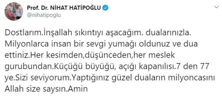 NİHAT HATİPOĞLU’DAN AÇIKLAMA