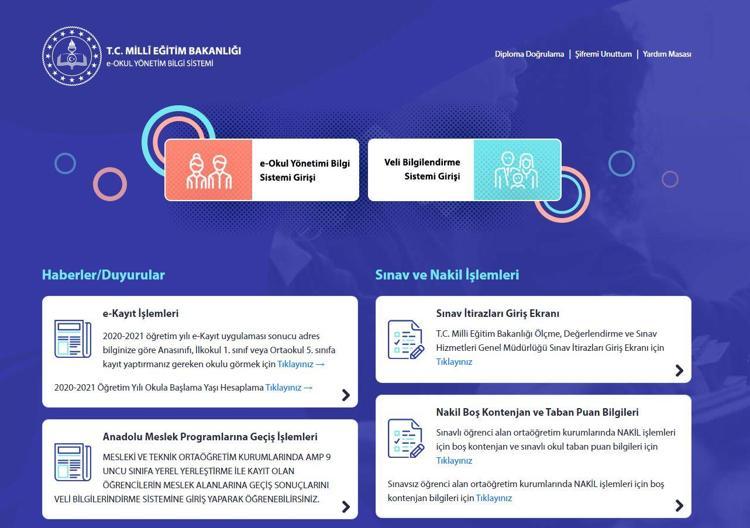 E Okul Ogrenci Girisi Ekrani E Okul Veli Bilgilendirme Sistemi Vbs Ogrenci Girisi Yap 2020 Son Dakika Flas Haberler