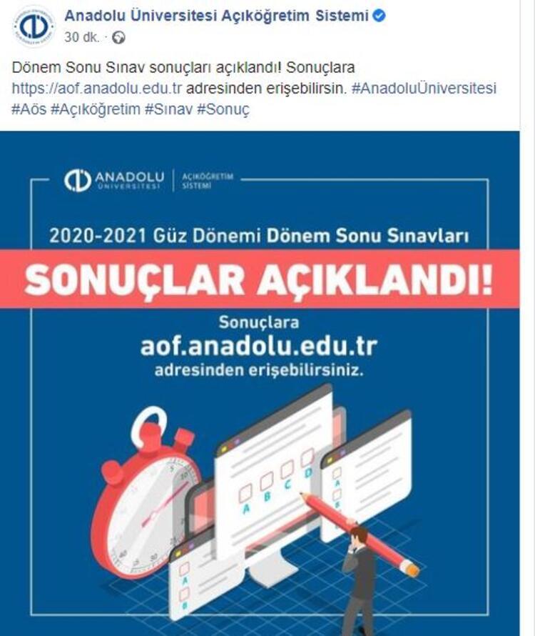 aof sinav sonuclari aciklandi sonuclar https aof anadolu edu tr adresinden goruntulenebiliyor