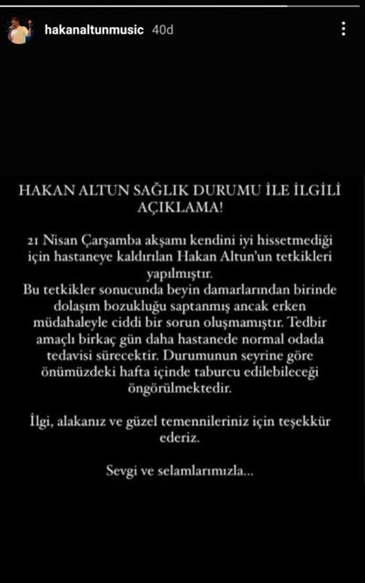 HAKAN ALTUNUN SON DURUMU