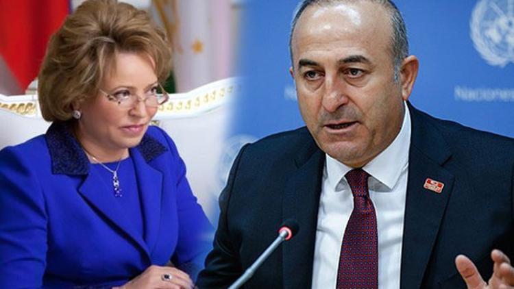 Bakan Çavuşoğlu, Rusya Federasyon Konseyi Başkanı Matvienko ile bir araya geldi