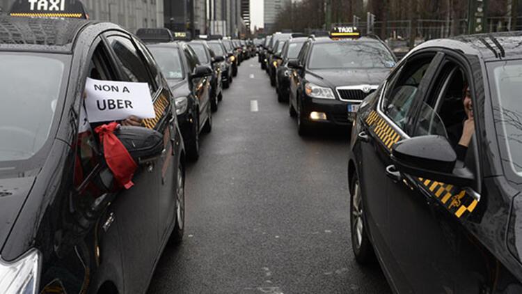 Belçikada Uber protestosu