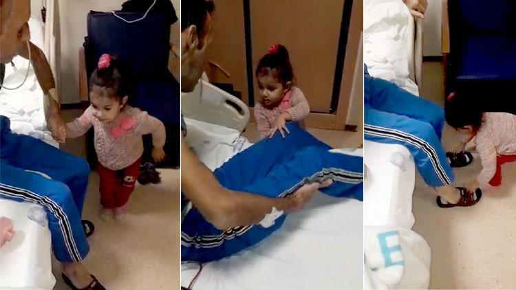 Yüz nakilli Recep Sert'in hastanedeki yardımcısı minik kızı Hira