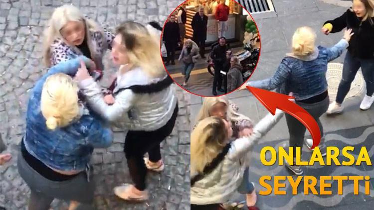 Kızlar cadde ortasında birbirine girdi!
