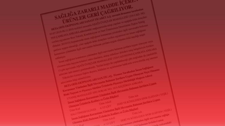 Dikkat! İnsan sağlığına zararlı... O eldivenler geri çağırıldı