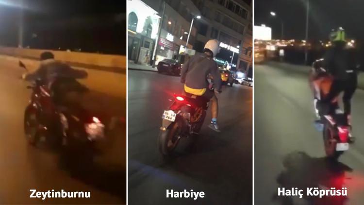 İstanbul’da motosikletli magandaların "yok artık" dedirttiği anlar kamerada