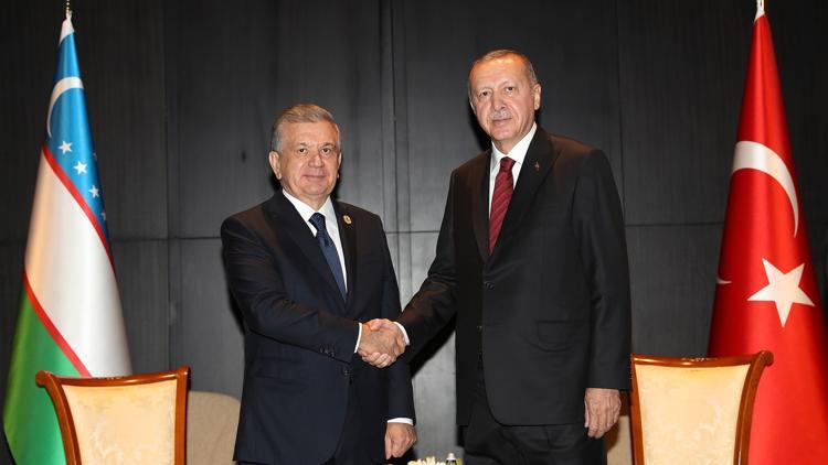 Erdoğan, Özbekistan Cumhurbaşkanı Mirziyoyev ile bir araya geldi